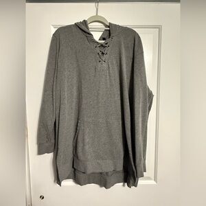 Torrid Heather Gray Lace-Up Sweatshirt